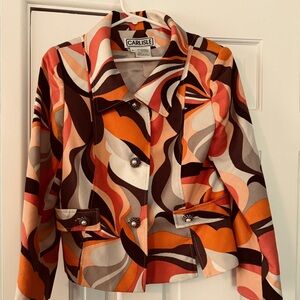 Carlisle Women's Abstract Orange and Brown Blazer